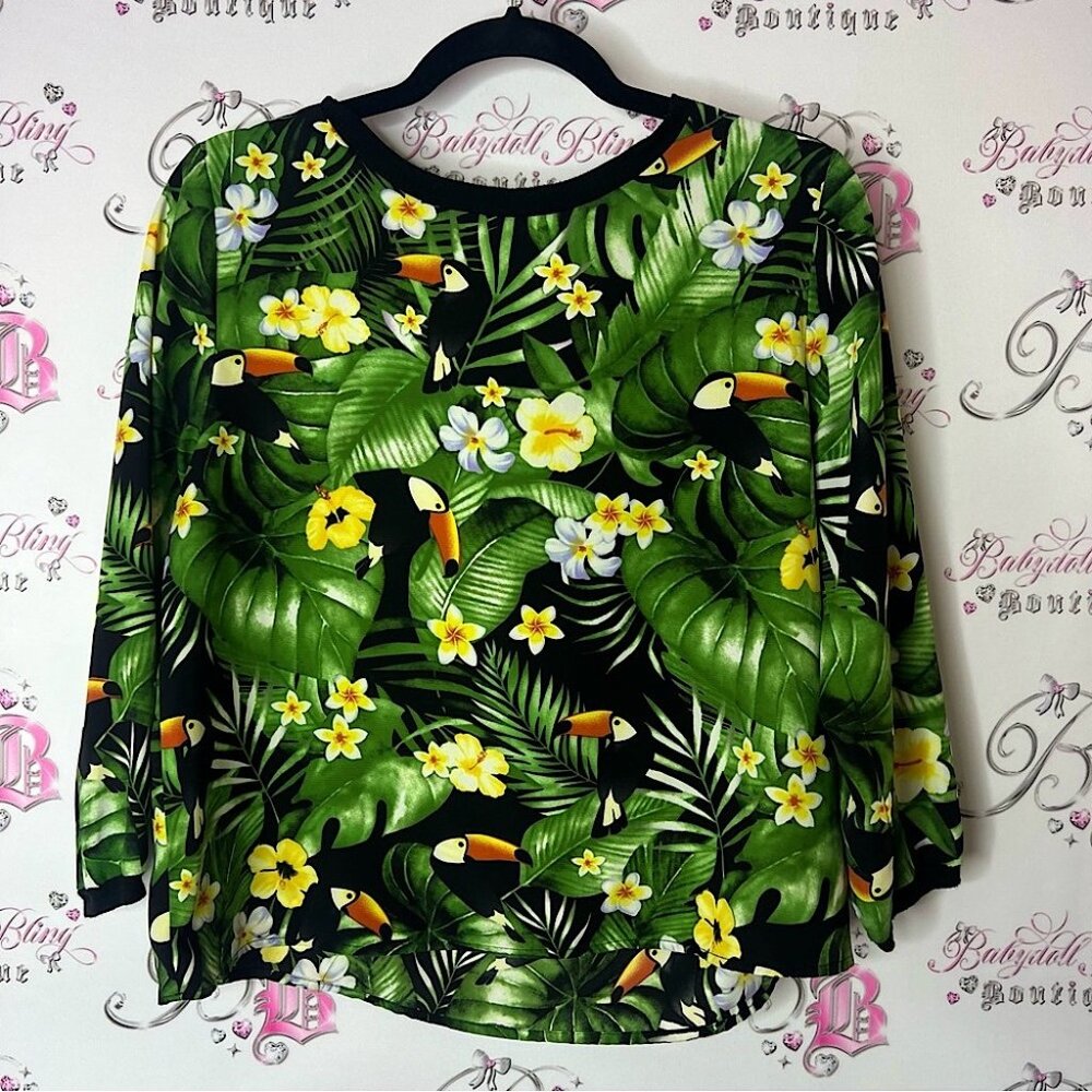 Westmoon shirt toucan birds Tropical Print jungle vacation Top